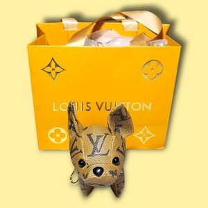 Monogram PU Leather Dog Keychain